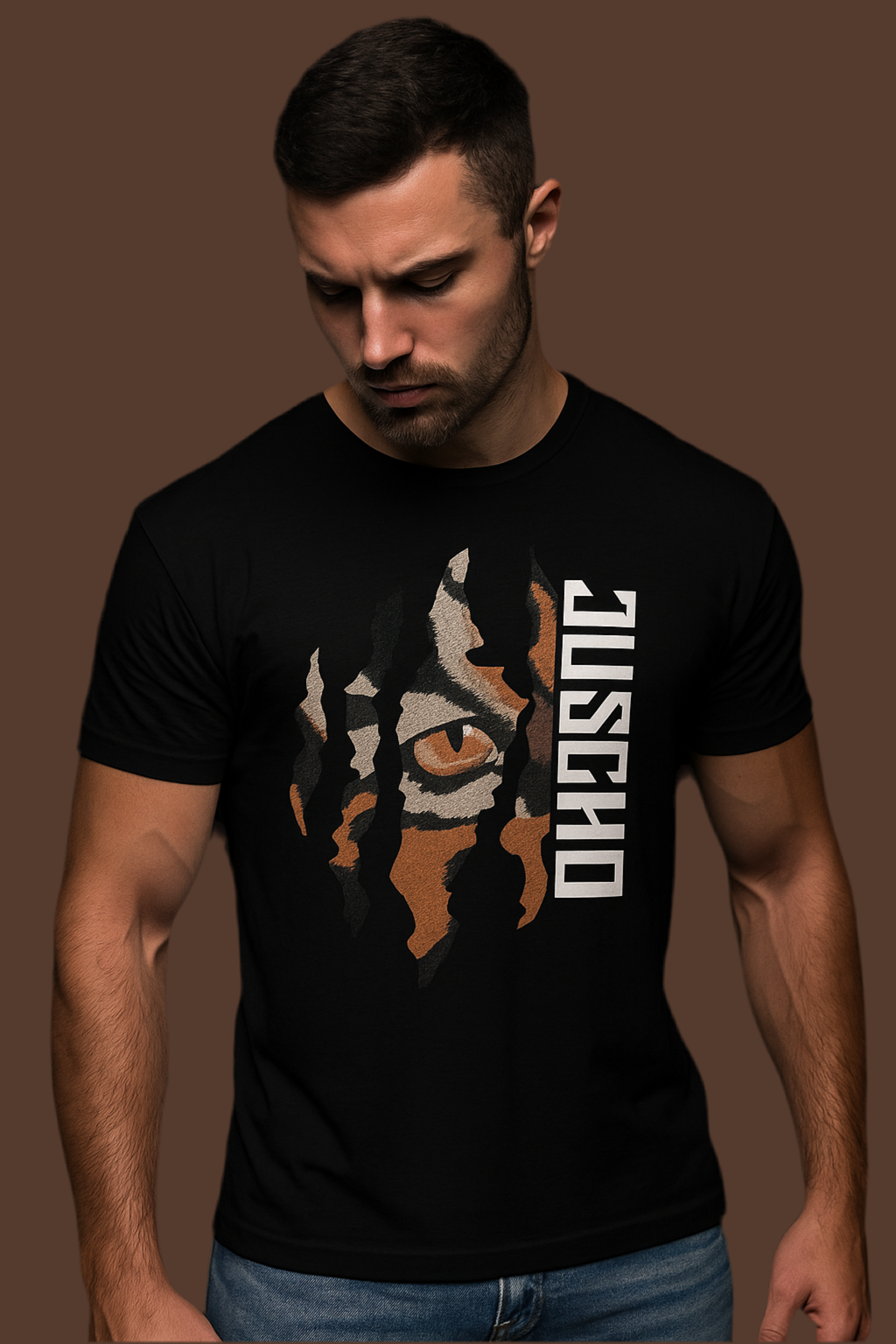 TIGER EMBROIDERY T SHIRT