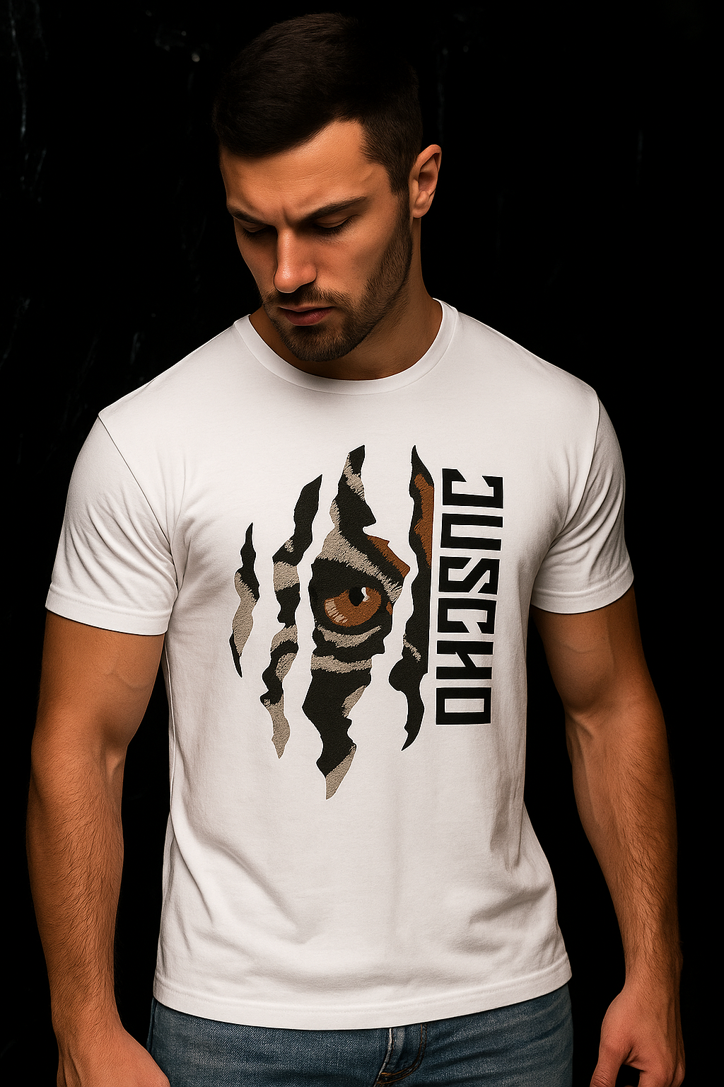 TIGER EMBROIDERY T SHIRT